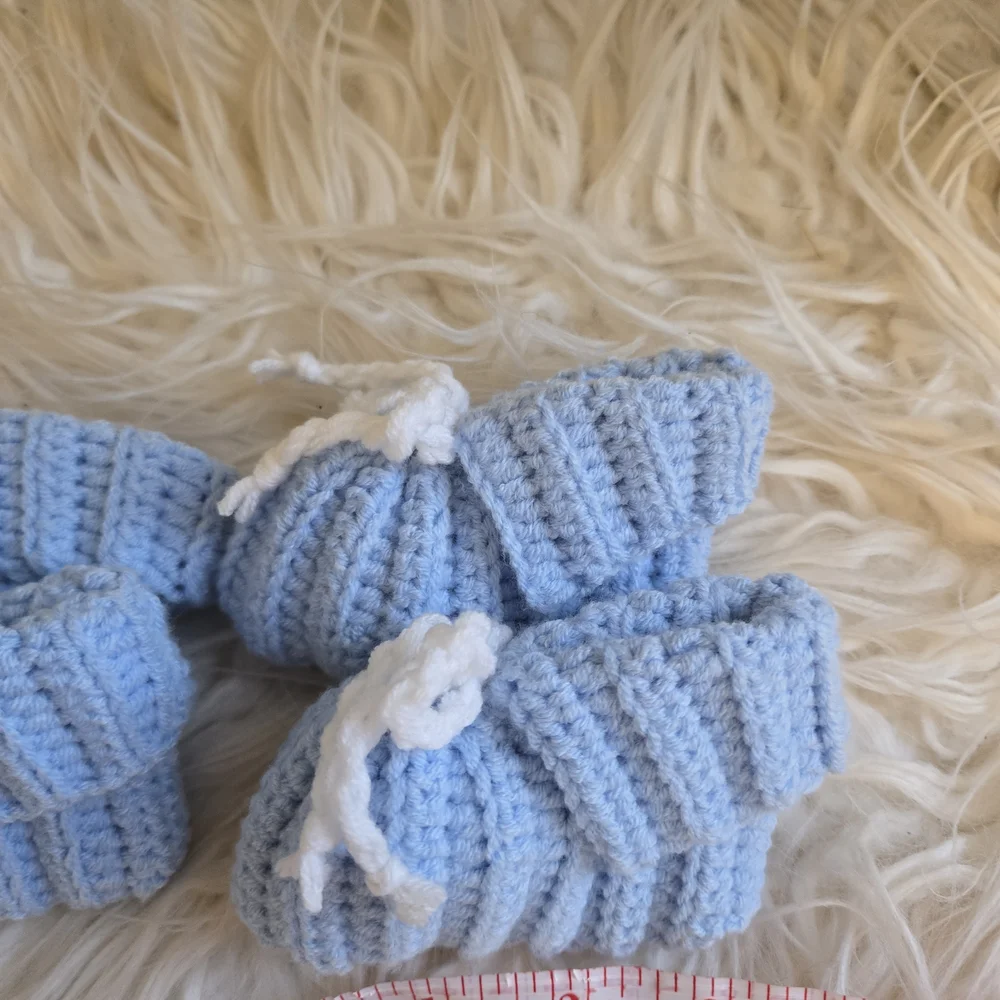 Handmade Blue and White Baby Booties